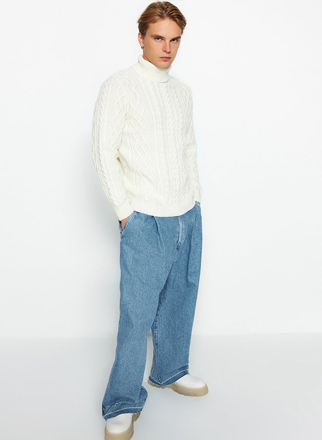trendyol Ecru Slim Fit Turtleneck Hair Knitted Knitwear Sweater TMNAW22KZ0302  - Image 2