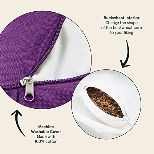 Retrospec Sedona Zafu Meditation Cushion Filled w/Buckwheat Hulls - Yoga Pillow for Meditation Practices - Machine Washable 100% Cotton Cover & Durable Carry Handle Round & Crescent, 1 Ct (Pack of 1) - Image 2