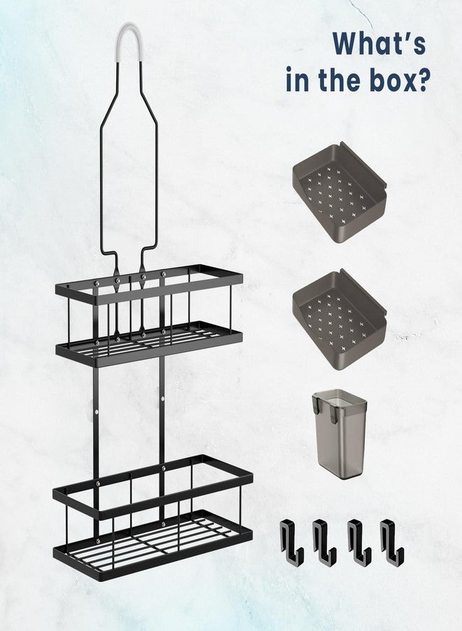 Sben Hanging Rustproof Shower Caddy with Soap Dishes and Toothbrush Holder - Space-Saving 5 Pack Bathroom Organizer, 4 Hooks for Easy Storage and Convenience (Black) - Image 3