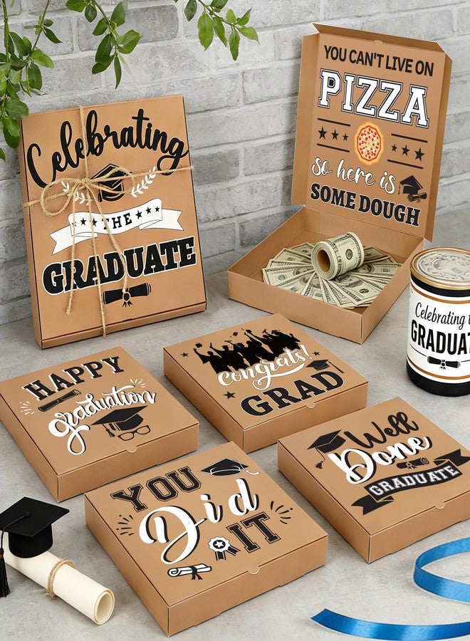 JULBEAR Graduation Pizza Money Box, 6 Pack Grad Donut Gift Boxes Surprise Funny Cash Gifts Holder for Congrats Grad Party Favors Celebrations Supplies, 10x10 Inches (Cash Not Include - Image 3