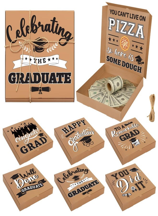 JULBEAR Graduation Pizza Money Box, 6 Pack Grad Donut Gift Boxes Surprise Funny Cash Gifts Holder for Congrats Grad Party Favors Celebrations Supplies, 10x10 Inches (Cash Not Include - Image 1