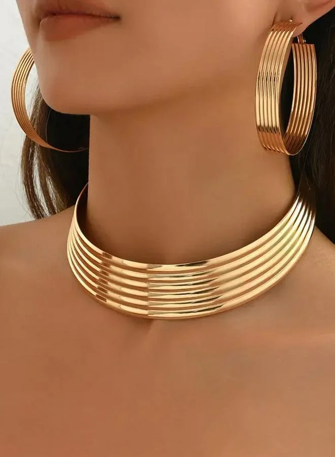 Take Two Take Two Metal Thread Necklace and Earrings Jewelry Set