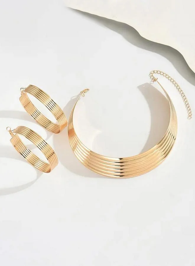 Take Two Take Two Metal Thread Necklace and Earrings Jewelry Set