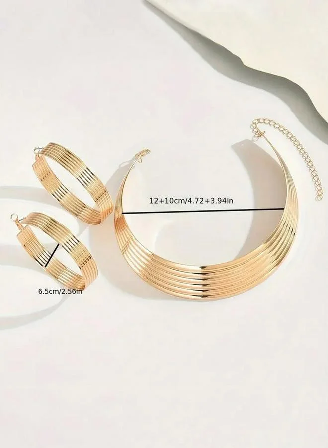 Take Two Take Two Metal Thread Necklace and Earrings Jewelry Set