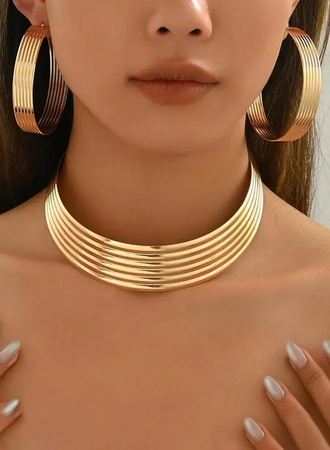 Take Two Take Two Metal Thread Necklace and Earrings Jewelry Set