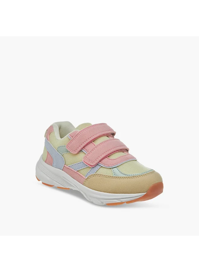جونيورز Girls Colourblock Sneakers with Hook and Loop Closure