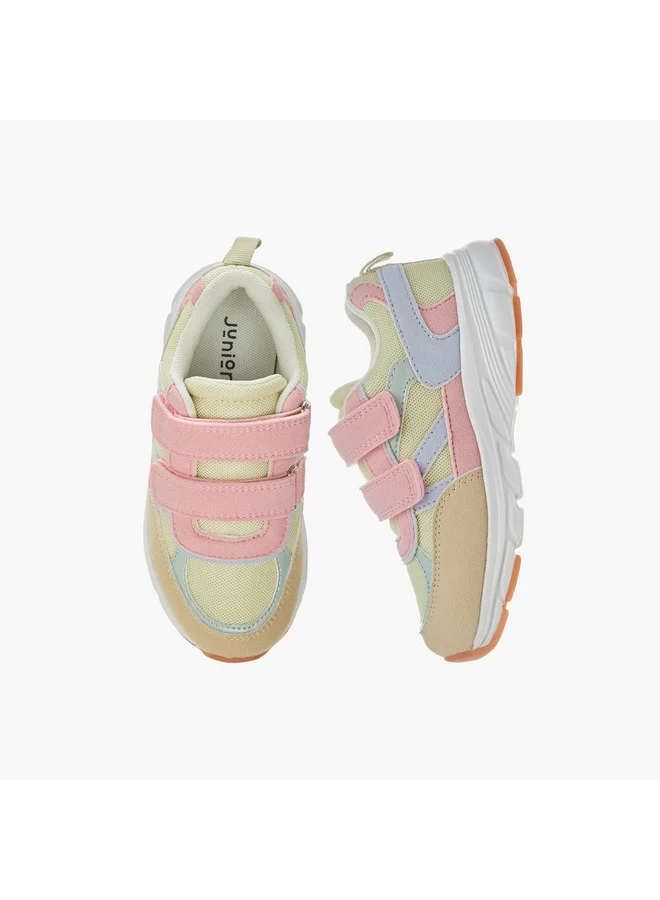 جونيورز Girls Colourblock Sneakers with Hook and Loop Closure