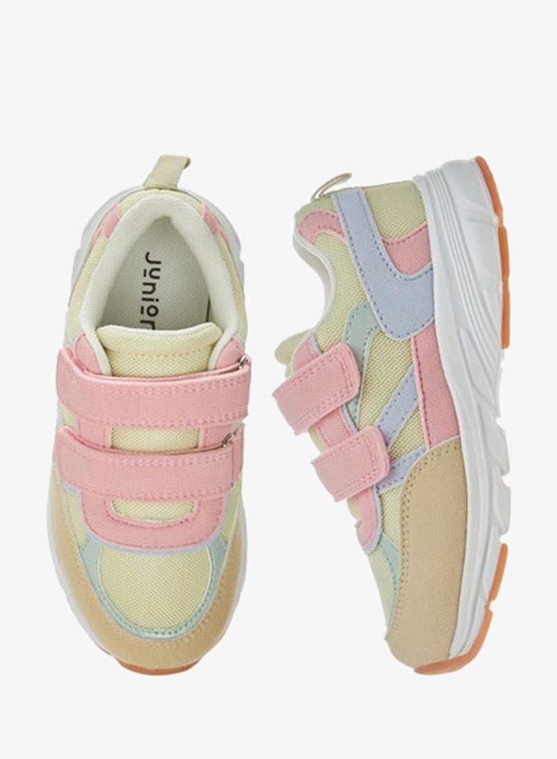 JUNIORS Girls Colourblock Sneakers with Hook and Loop Closure - Image 3