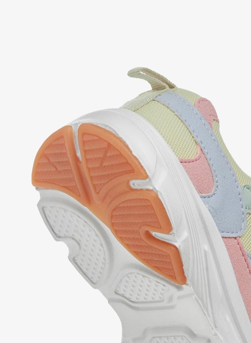 JUNIORS Girls Colourblock Sneakers with Hook and Loop Closure - Image 5