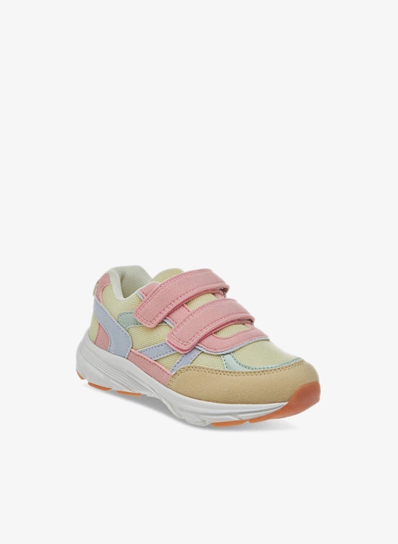 JUNIORS Girls Colourblock Sneakers with Hook and Loop Closure - Image 2