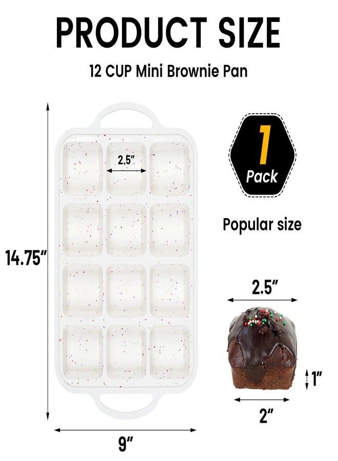 Vinino Silicone Brownie Pan With Dividers, 1 Pack Mini Loaf Pan for Baking Individual, Nonstick 12 Cups Square Muffin Cupcake Pans with Metal Reinforced Frame-Cream - Image 4