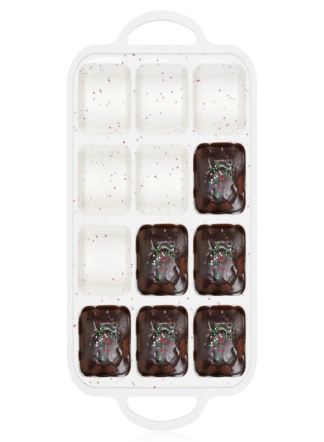 Vinino Silicone Brownie Pan With Dividers, 1 Pack Mini Loaf Pan for Baking Individual, Nonstick 12 Cups Square Muffin Cupcake Pans with Metal Reinforced Frame-Cream - Image 1
