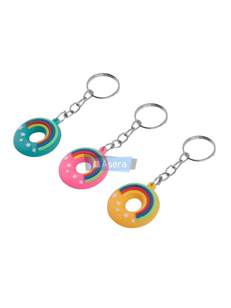 Asera Multicolor Donut Key rings / Key chains for Kids Birthday Return Gifts Party Favors Take Away Gifts (Set of 12) - Image 3