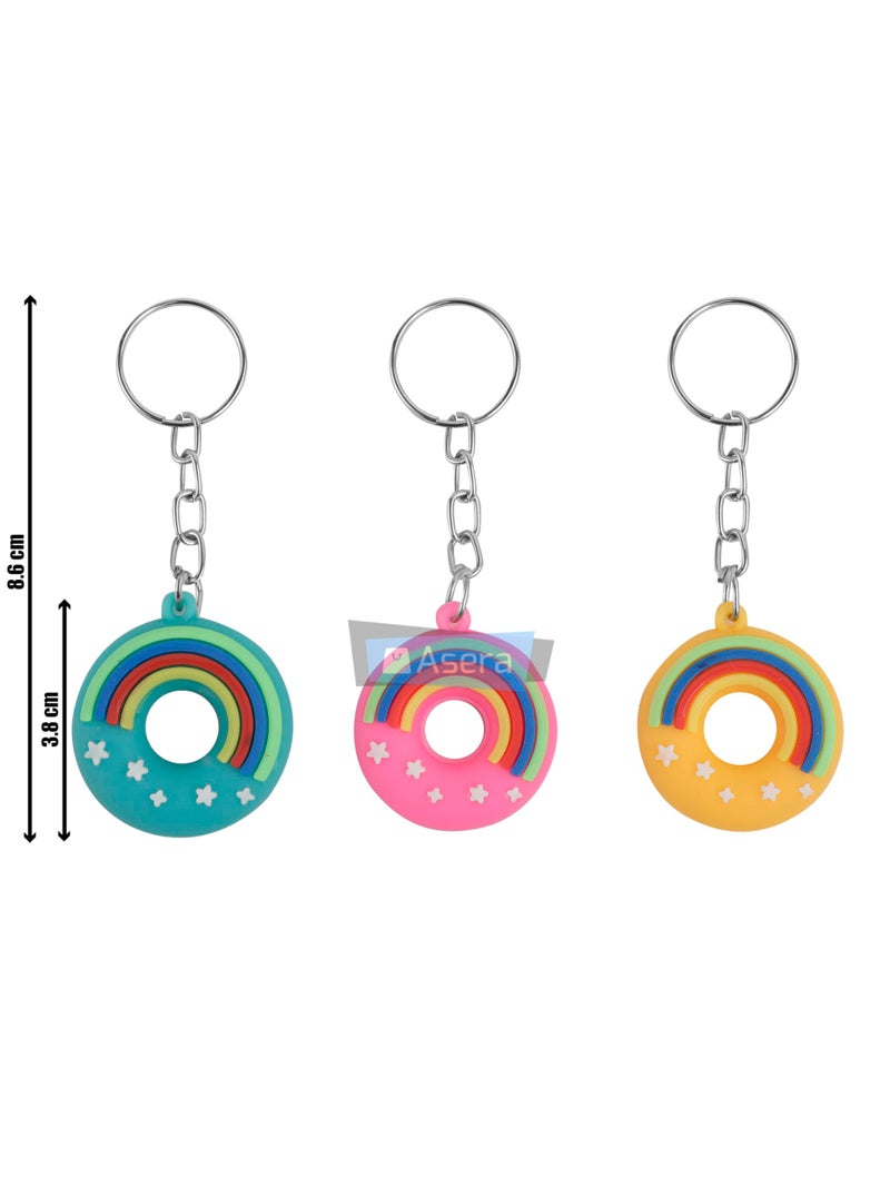 Asera Multicolor Donut Key rings / Key chains for Kids Birthday Return Gifts Party Favors Take Away Gifts (Set of 12) - Image 2