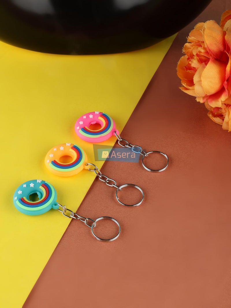 Asera Multicolor Donut Key rings / Key chains for Kids Birthday Return Gifts Party Favors Take Away Gifts (Set of 12) - Image 5