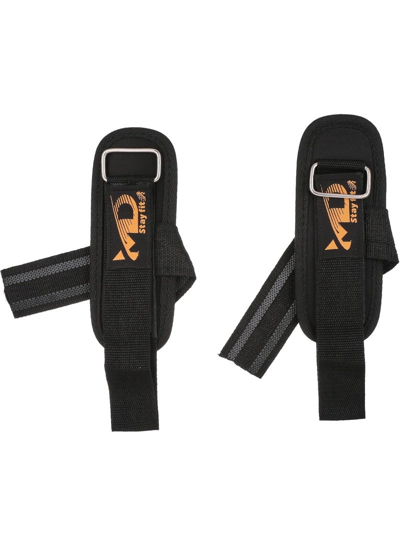 MD Stay Fit Weightlifting Padded Wrist Band with Support Straps 2Pcs, Black - Image 1