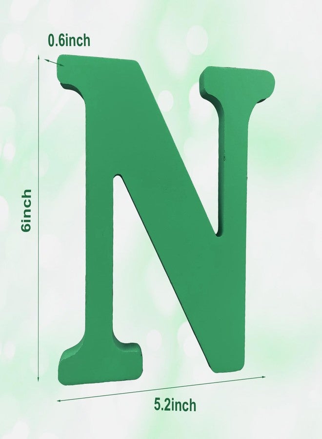 AOCEAN 6 Inch Green Wood Letters Unfinished Wood Letters for Wall Decor Decorative Standing Letters Slices Sign Board Decoration for Craft Home Party Projects (N) - Image 2