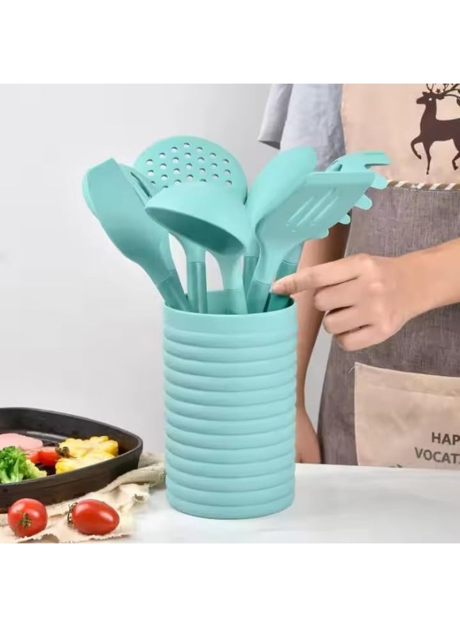 BS مجموعة أدوات الطهي من السيليكون 8 قطع من B&S مقاومة للحرارة، أدوات مطبخ غير لاصقة بمقابض بلاستيكية متينة - Image 3