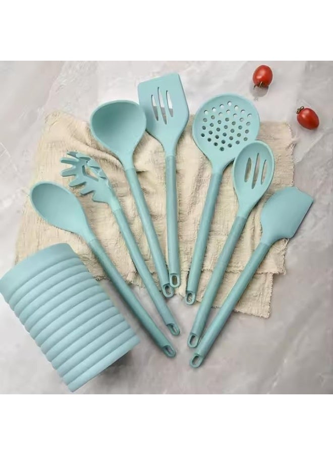 BS مجموعة أدوات الطهي من السيليكون 8 قطع من B&S مقاومة للحرارة، أدوات مطبخ غير لاصقة بمقابض بلاستيكية متينة - Image 1