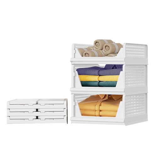 Aditya polymers Wardrobe Closet Organizers Combo Pack (2 Large + 1 Small) | Foldable Stackable Clothes Storage Baskets | Adjustable Sliding Drawer Design | Space Saving Multipurpose Organizer for Cupboard Almirah - Image 1