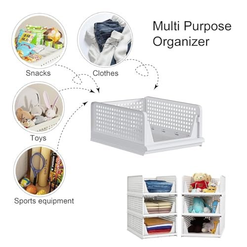 Aditya polymers Wardrobe Closet Organizers Combo Pack (2 Large + 1 Small) | Foldable Stackable Clothes Storage Baskets | Adjustable Sliding Drawer Design | Space Saving Multipurpose Organizer for Cupboard Almirah - Image 3