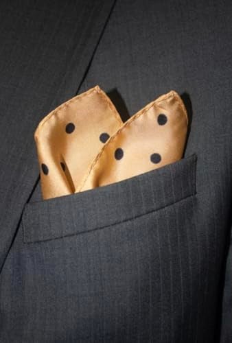 Royal Silk Polka Dot Pocket Square - 17" Handkerchief - 12mm Silk Twill - Gold - Image 4