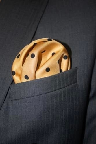 Royal Silk Polka Dot Pocket Square - 17" Handkerchief - 12mm Silk Twill - Gold - Image 3