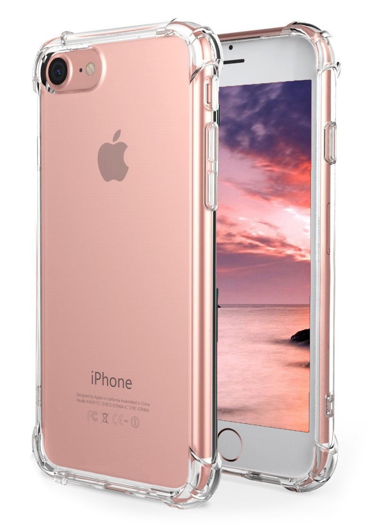 غطاء حماية مرن من TPU لهاتف iPhone 7 – غطاء شفاف ناعم مع زوايا معززة مضادة للصدمات