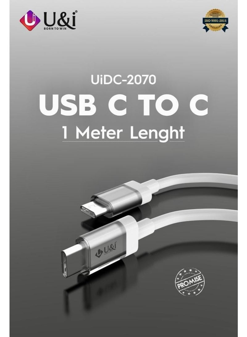 يو اند اي كابل شحن سريع U&i USB-C إلى USB-C بقوة 120 واط | مضفر بالنايلون، يدعم تقنية توصيل الطاقة (PD) | سلك أسود لنقل البيانات وشحن ايفون 17/16/15 برو ماكس، سامسونج جالكسي S25/S24 الترا، وماك بوك - Image 2