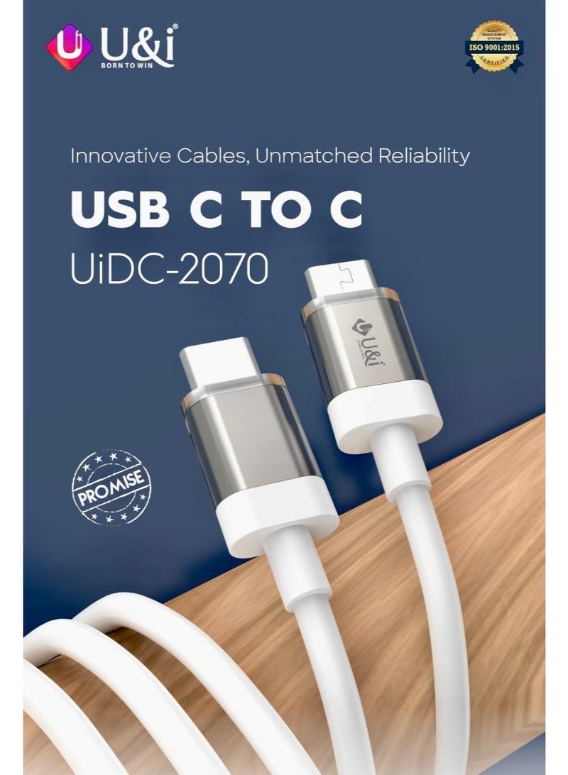 يو اند اي كابل شحن سريع U&i USB-C إلى USB-C بقوة 120 واط | مضفر بالنايلون، يدعم تقنية توصيل الطاقة (PD) | سلك أسود لنقل البيانات وشحن ايفون 17/16/15 برو ماكس، سامسونج جالكسي S25/S24 الترا، وماك بوك - Image 4