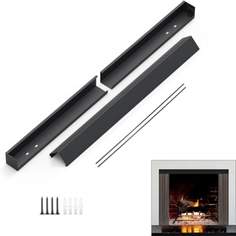Fireplace Curtain Rod Kit, Adjustable Fireplace Spark Mesh Screen Rod and Valance Set for Indoor Fireplace - Image 1