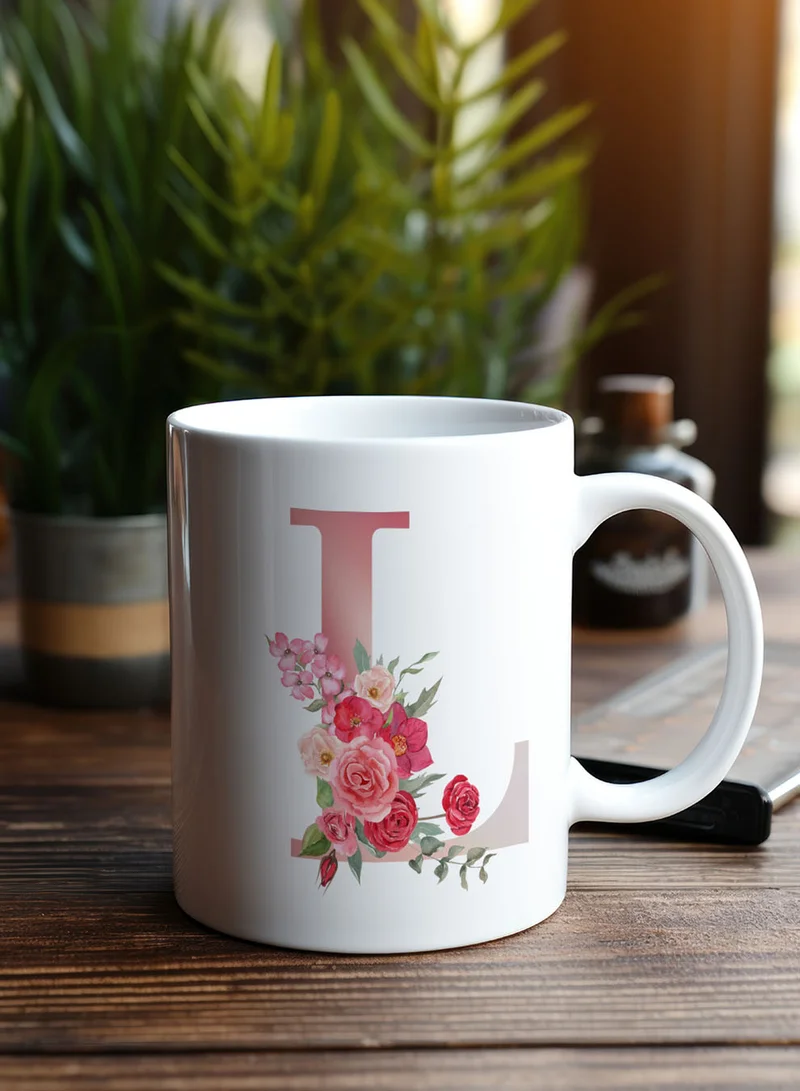 LOWHA 11 oz Ceramic Mug with Letter L Design on Both Sides