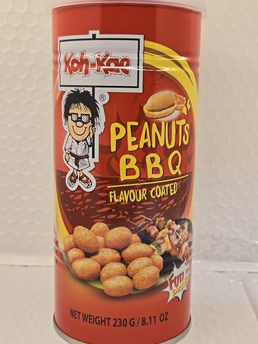 Koh-kae Snack Peanuts Bar-b-q Flavor Coated, product from Thailand, 230g. (8.11oz.)/can - Image 1