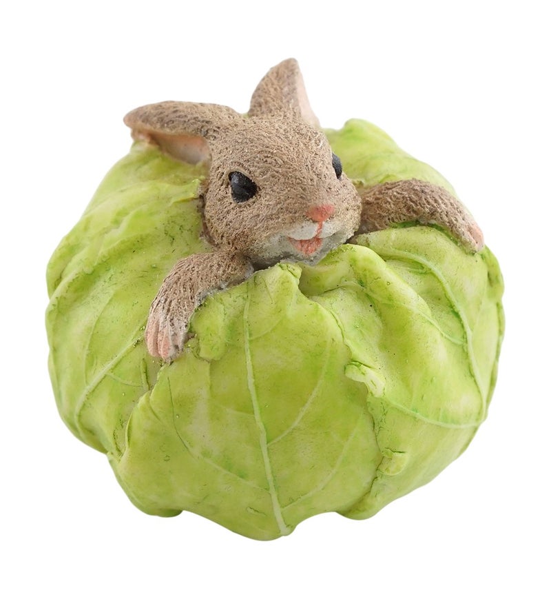 Top Collection Miniature Fairy Garden and Terrarium Rabbit Stuck in Cabbage Statue - Image 1