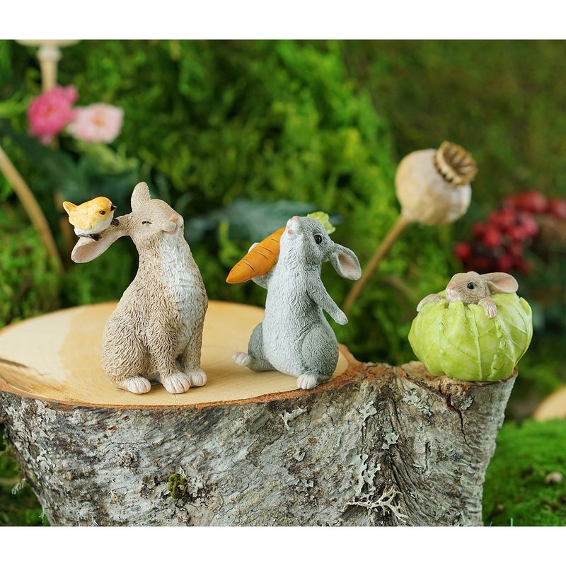 Top Collection Miniature Fairy Garden and Terrarium Rabbit Stuck in Cabbage Statue - Image 4