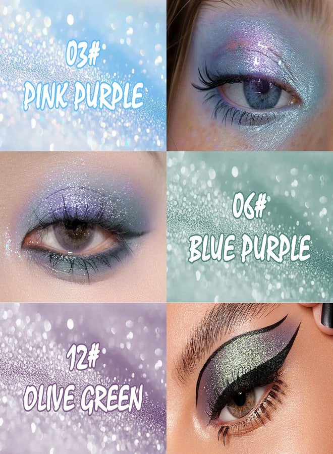 Euphily Chameleon Duochrome Glitter Eyeshadow Palette, Holographic Multichrome Metallic Shimmer Eye Shadow, Iridescent Color Shift Sparkle Mermaid Eye Brightener High-Pigment Makeup for Rave 012# Green Purple - Image 4
