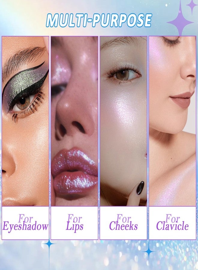 Euphily Chameleon Duochrome Glitter Eyeshadow Palette, Holographic Multichrome Metallic Shimmer Eye Shadow, Iridescent Color Shift Sparkle Mermaid Eye Brightener High-Pigment Makeup for Rave 012# Green Purple - Image 5