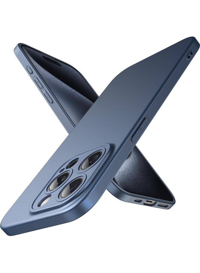 جي تيك جراب نحيف لهاتف Iphone 15 Pro Max مقاس 6.7 بوصة مع حماية كاملة لعدسة الكاميرا، جراب هاتف واقٍ خفيف الوزن للغاية بلمسة نهائية غير لامعة بسيط من التيتانيوم الأزرق - Image 1