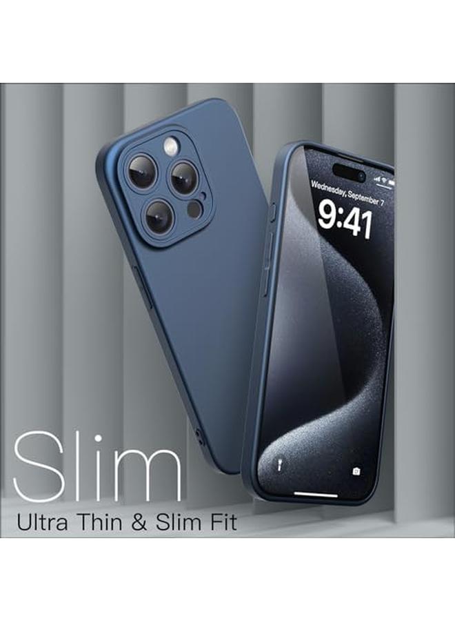 جي تيك جراب نحيف لهاتف Iphone 15 Pro Max مقاس 6.7 بوصة مع حماية كاملة لعدسة الكاميرا، جراب هاتف واقٍ خفيف الوزن للغاية بلمسة نهائية غير لامعة بسيط من التيتانيوم الأزرق - Image 3