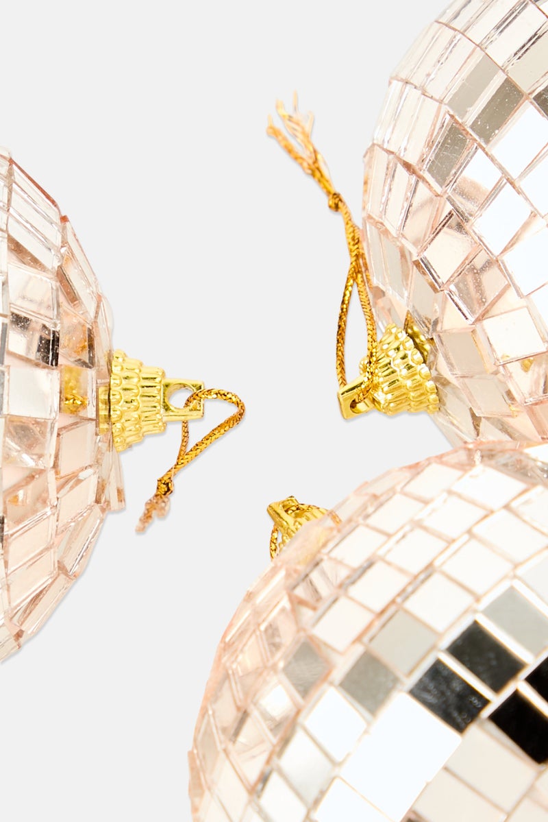 Muy Mucho 3 Pcs House Of Seasons Ornament Mirror Disco Ball, Gold - Image 3