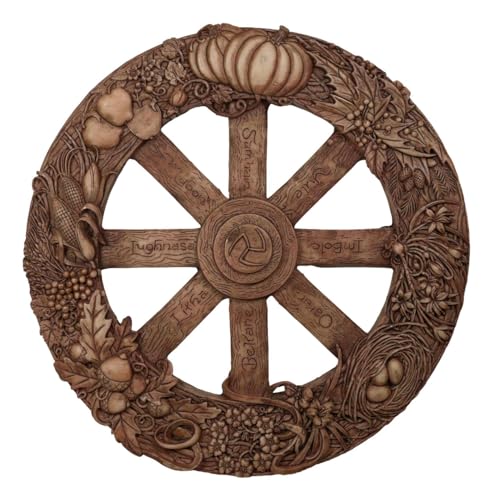 Ebros Gift Ebros The Sabbats Wheel of The Year Wall Plaque Featuring Eight Pagan Festivals Sabbats By Maxine Miller - Image 1