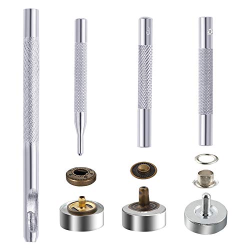 Caydo 400 Set 4 Style Snap Fasteners Kit Including Leather Rivets, Eyelets, Grommets, Binding Screws, Snap Buttons Press Studs kit with Fixing Tools for Thin Leather, Jacket, Jeans Wear - Image 4