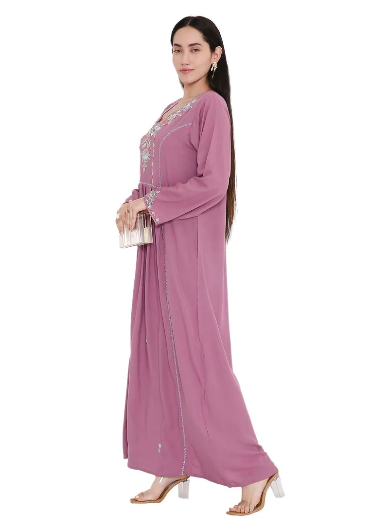 HANA & SARA UNIQUE THREAD EMBROIDERY LONG VISCOSE MODEST WEAR ARABIC FARASHA KAFTAN JALABIYA DRESS