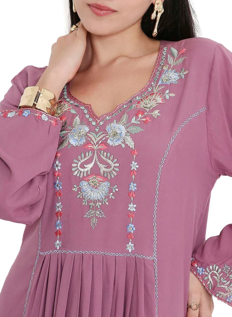 HANA & SARA UNIQUE THREAD EMBROIDERY LONG VISCOSE MODEST WEAR ARABIC FARASHA KAFTAN JALABIYA DRESS