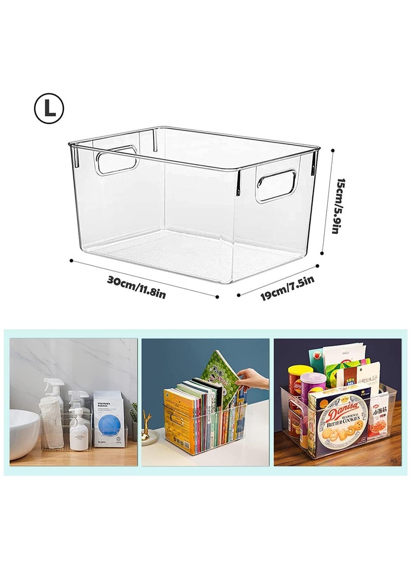 Beauenty 3 Pack Stackable Storage Box with Handles, Clear Pantry Organizer Bins, Food Storage Basket for Kitchen, Countertops, Cabinets, Refrigerator, Freezer, Bedrooms, Bathrooms Storage Box, 29x19x15CM - Image 2
