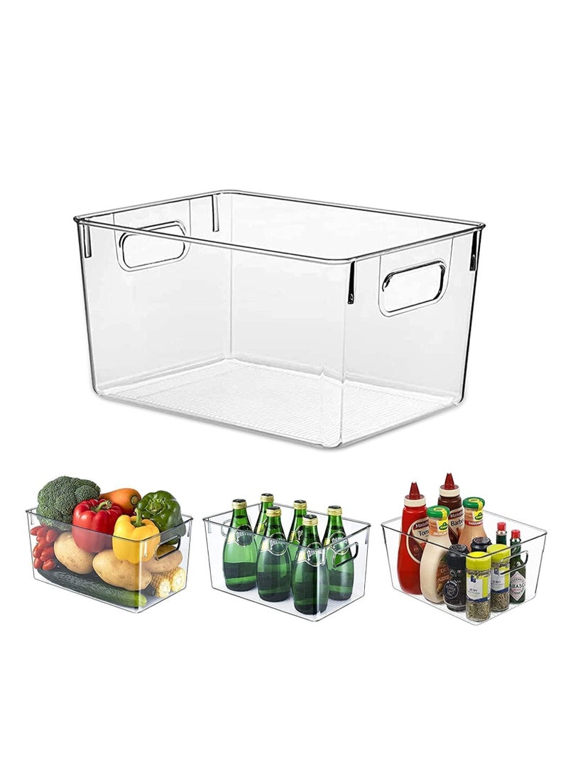 Beauenty 3 Pack Stackable Storage Box with Handles, Clear Pantry Organizer Bins, Food Storage Basket for Kitchen, Countertops, Cabinets, Refrigerator, Freezer, Bedrooms, Bathrooms Storage Box, 29x19x15CM - Image 3
