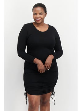 Black Tape Women Plus Size Crew Neck Mini Dress, Black  - Image 1