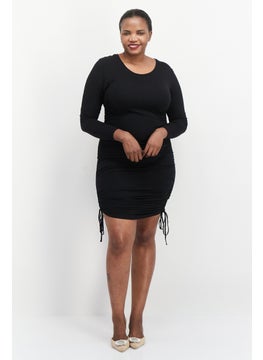 Black Tape Women Plus Size Crew Neck Mini Dress, Black  - Image 2