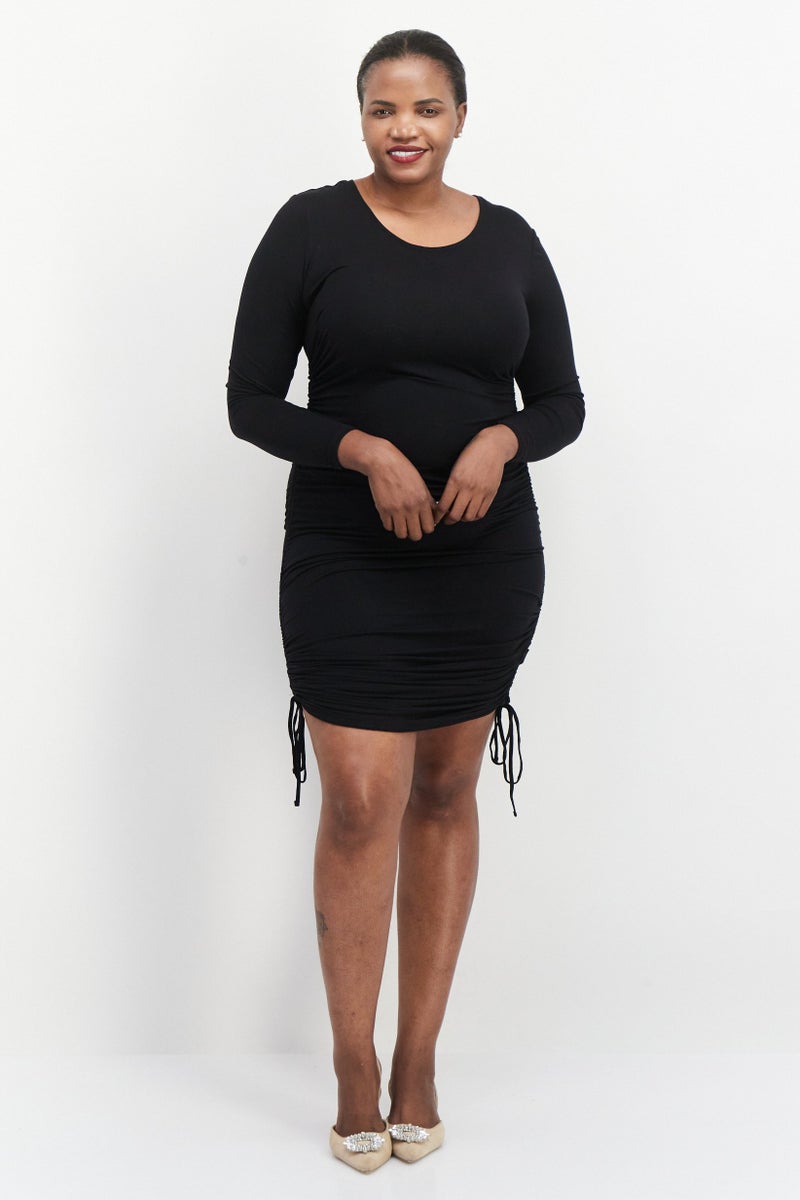 Black Tape Women Plus Size Crew Neck Mini Dress, Black - Image 2