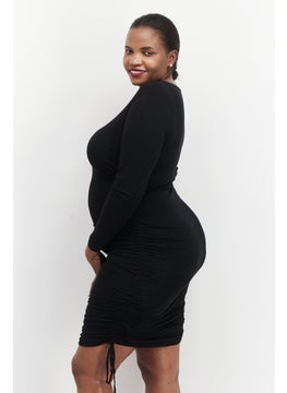 Black Tape Women Plus Size Crew Neck Mini Dress, Black  - Image 4